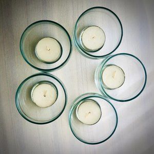 (5) Five Glass Votive Tea Light Candle Holders